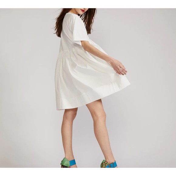CYNTHIA ROWLEY WHITE BREE COMBO T SHIRT DRESS MEDIUM NEW NWT - Picture 3 of 11